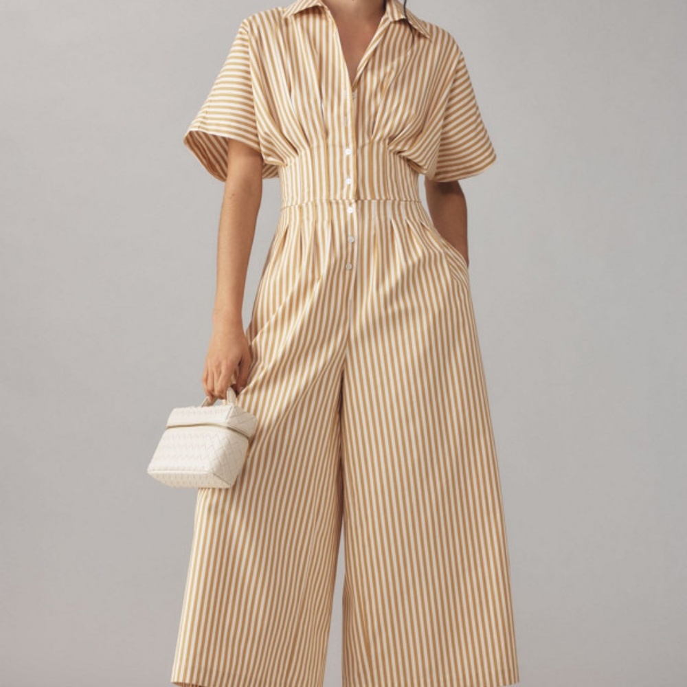 The Tobie Button-Front Cropped Pleated Jumpsuit E… - image 1